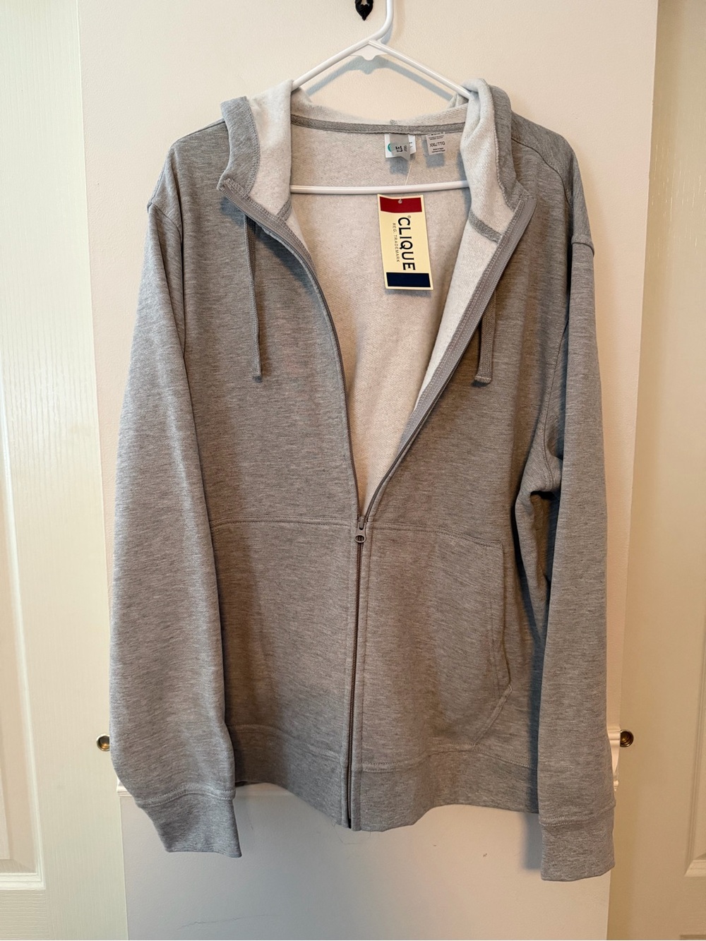 **NWT Clique Men's Full-Zip Hoodie Sweatshirt - Light Gray